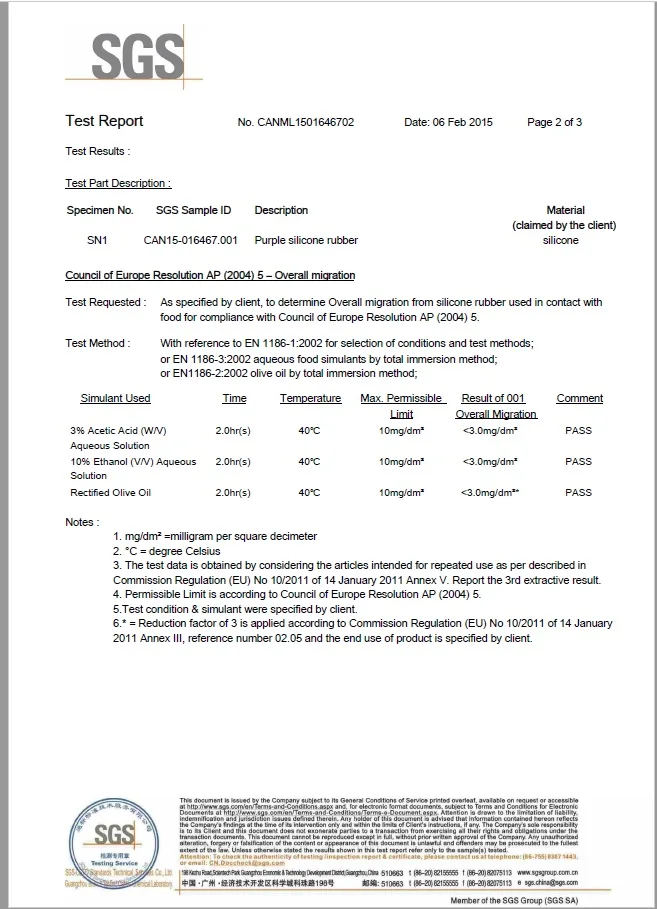 Silicone mold SGS testing report-2