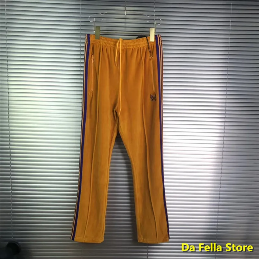 Orange Needles AWGE Sweatpants Men Women Hip Hop Needles Pants Inside Tag Blue butterfly embroidery Logo AWGE Velvet pants Orange Needles AWGE Sweatpants Men Women Hip Hop Needles Pants Inside Tag Blue butterfly embroidery Logo AWGE Velvet pants