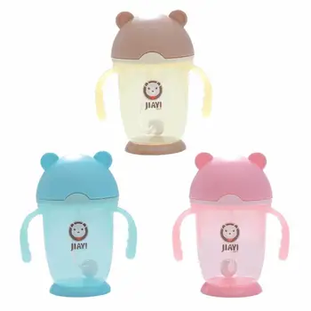 

300ML Baby Sippy Cup Cartoon Baby Feeding Drinking Water Straw Bottle Training Handle Sippy Cup