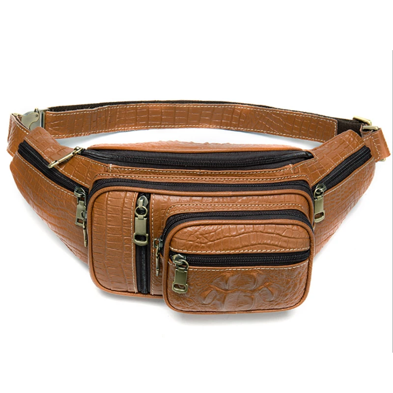 Croco brown Спортивная поясная сумка Luufan для бега, кошельки для телефона, сумки для прогулок, сумки через плечо, слинг, натуральная кожа, мужская и женская поясная сумка - Цвет: Croco brown