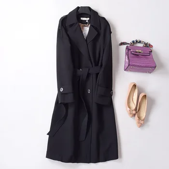 

Fashion Slim Windbreaker Long Women's 2019 Latest Autumn Temperament Jacket