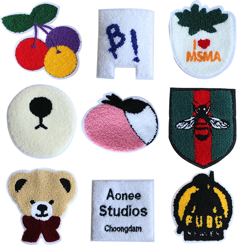 

1pcsCartoon Decorative Shiny towerBear, cherry, bee icon Applique Embroidered Patches For DIY Iron on Patch badges on a backpack
