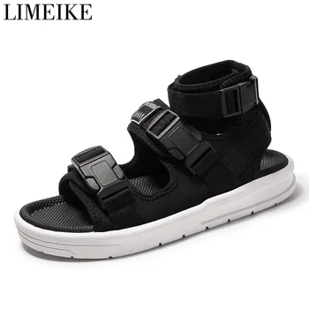 

LIMEIKE Men Summer Gladiator Beach Sandals 2020 New Roman Style Platform Open Toed Soft sole Outdoor Ankle-Wrap Sports Shoes