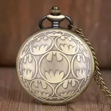 Античный стимпанк Винтаж Аниме Дизайн летучая мышь кварцевые карманные часы ожерелье кулон часы цепь Мужские Женские подарок для мальчиков и девочек