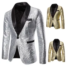 Модные Дизайнерские мужские свадебные костюмы серебряный золотой цветочный смокинг мужской приталенный Блейзер размера плюс костюм ночной клуб, сценические костюмы