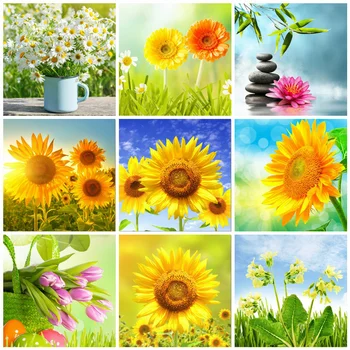 

Huacan 5d Diamond Painting Full Drill Sunflower Home Decoration Mosaic Flower Embroidery Gifts For Women