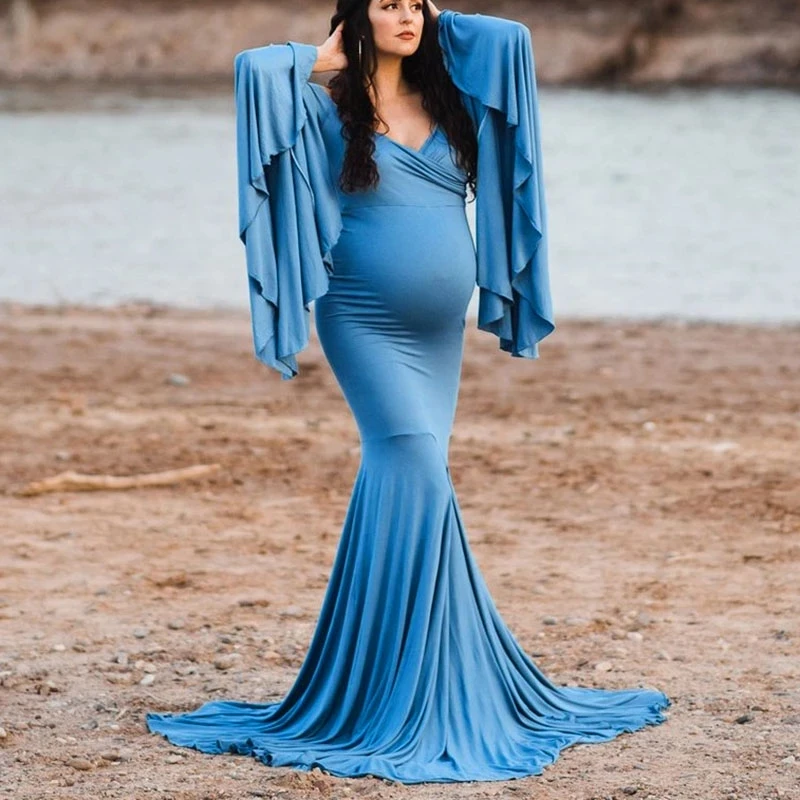 mercerized-cotton-maternity-dresses-for-photo-shoot-sexy-pregnant-women-fancy-pregnancy-dress-photography-props-maxi-gown