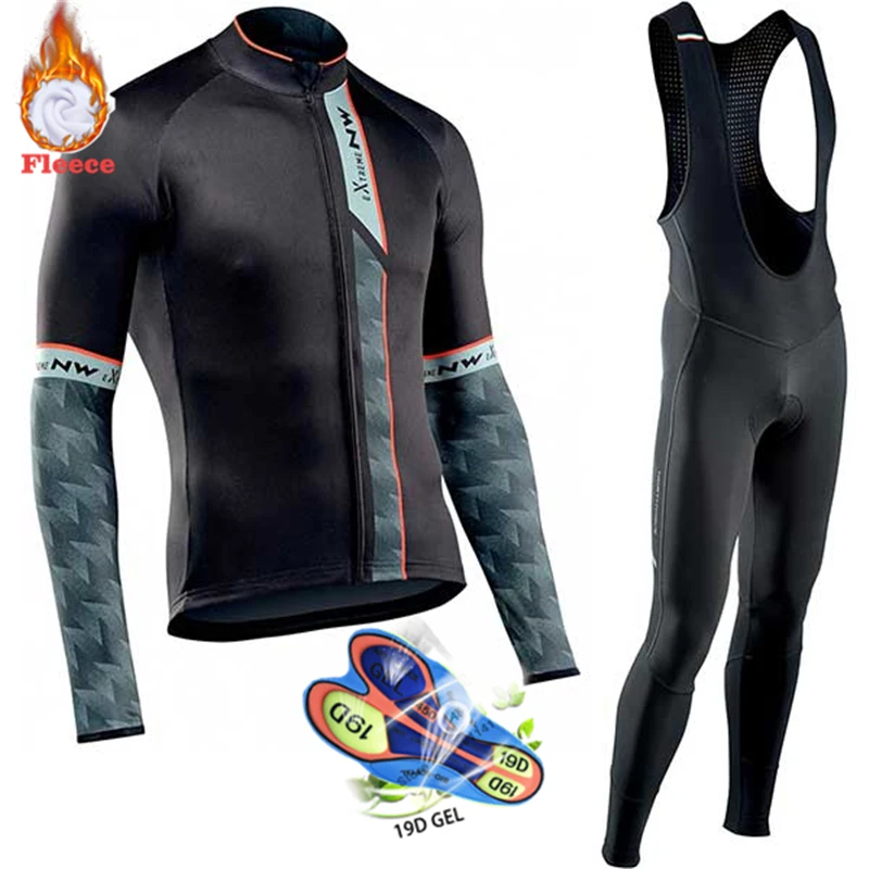 

Northwave Warm 2019 Winter Thermal Fleece Cycling Clothes NW Men's Jersey Suit Outdoor Riding Bike MTB Clothing Bib Pants Set