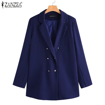 

2020 Fashion ZANZEA Women's Blazers Turndown Collar Double Breast Jackets Office Ladies Outwear Work Coats Chaqueta Mujer Casaco