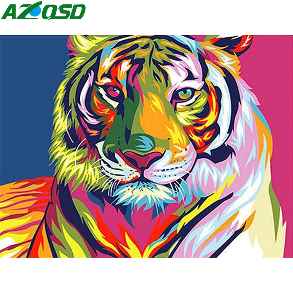 Набор для рисования по номерам AZQSD тигр уникальный подарок | Дом и сад
