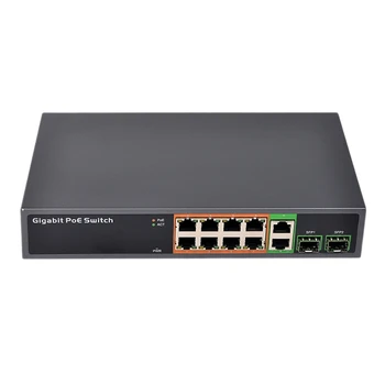 

PSE1008GSR 10/100/1000 Mbps POE Switch 8 Port Poe + 2 Uplink + 2SFP 150W Power Supply PoE Network Switch(US Plug)