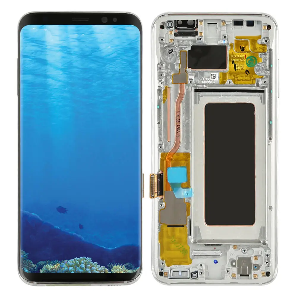 Супер AMOLED S8 lcd с рамкой SAMSUNG Galaxy S8 G950 G950F дисплей S8 Plus G955 G955F кодирующий преобразователь сенсорного экрана в сборе