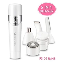 5-в-1 женские удаления волос Usb Перезаряжаемые электробритва для удаления волос в носу бритва для бровей Триммер для зоны бикини Набор