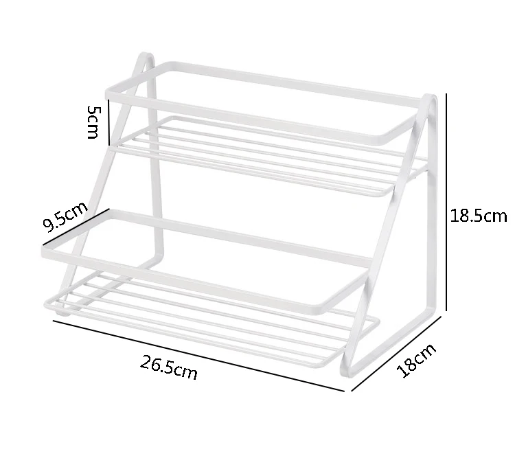 2 ярусная столешница для специй, Полка для кухни, кладовая, ванная комната, шкаф, органайзер, металл, белый
