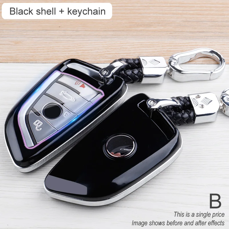 Карбон ключ чехол для BMW 3 5 6X1 M1 GT F20 F10 F30 520 525 520I 530D E34 E46 E60 E90 для цепочек для ключей, сумок, дистанционный ключ дистанционный брелок Защитная крышка - Название цвета: B-black