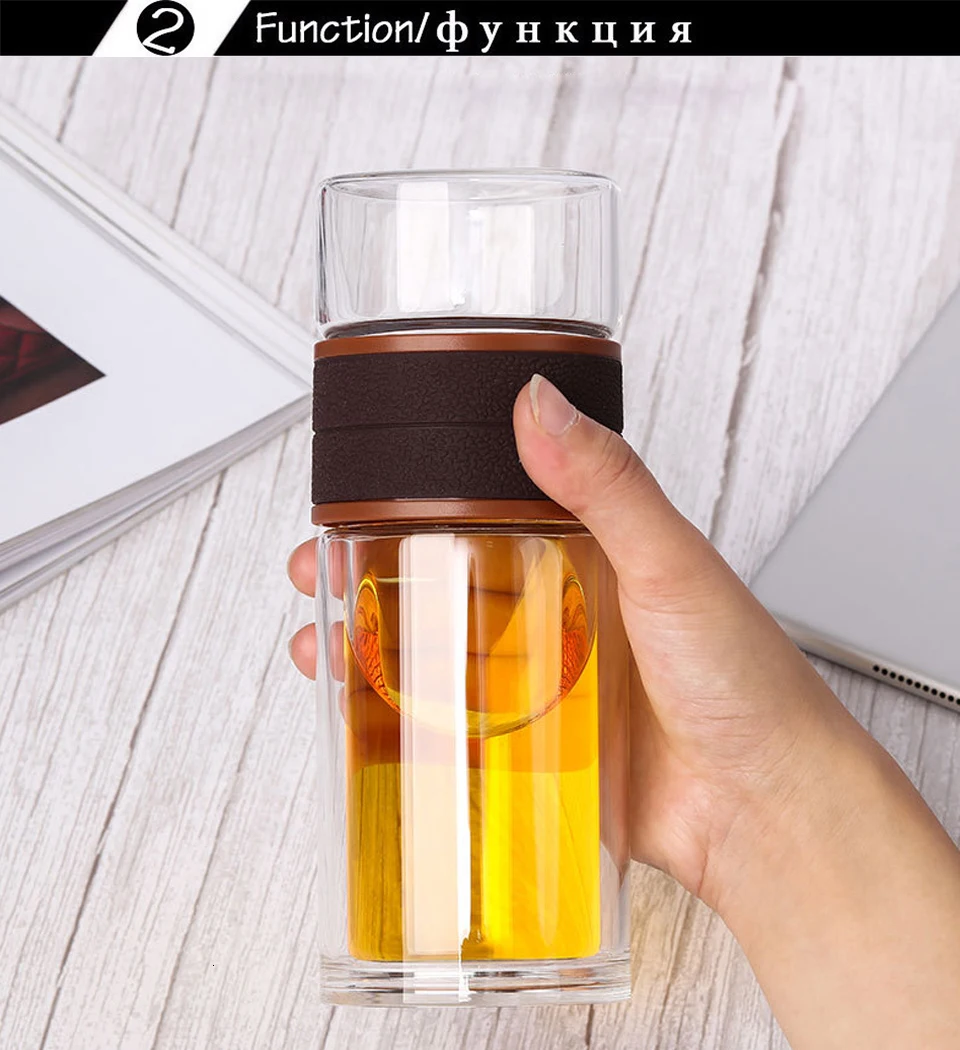 CAKEHOUD, уличная портативная двухслойная стеклянная бутылка для чая пуэр, креативная разделительная чашка для чая, автомобильная чашка, бизнес Подарочная фильтрующая чашка