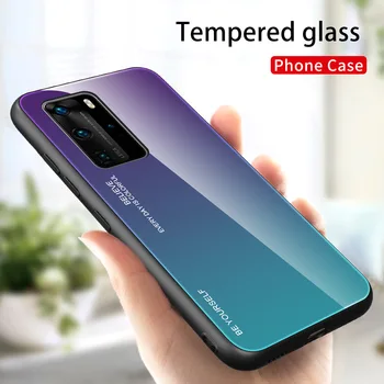 

30pcs Gradient Soft TPU Edge Hard Case Back Tempered Glass Anti-Scratch Cover For Huawei Honor 30 Pro 20 9X V30 Paly 4T Magic 2