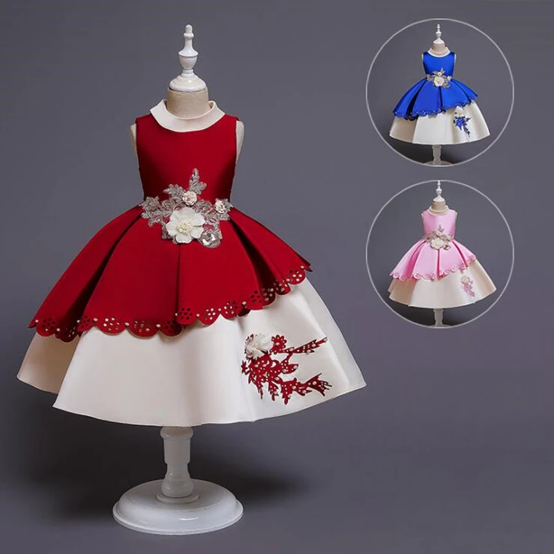 

Winter Princess Dress Girl Formal Ball Gown Kids Dresses For Girls Children Clothes Evening Embroidery Party Dress WG-X101