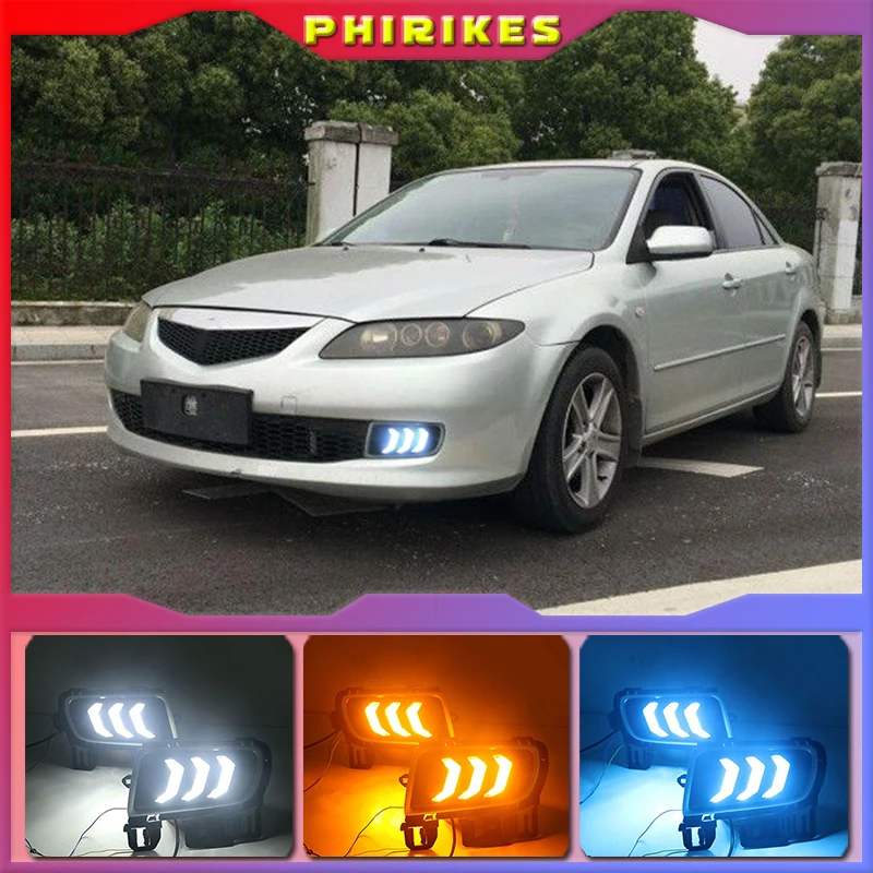 

2pcs For Mazda 6 Mazda6 2005-2009 LED DRL Daytime Running Light Daylight Waterproof Turn Signal lamp