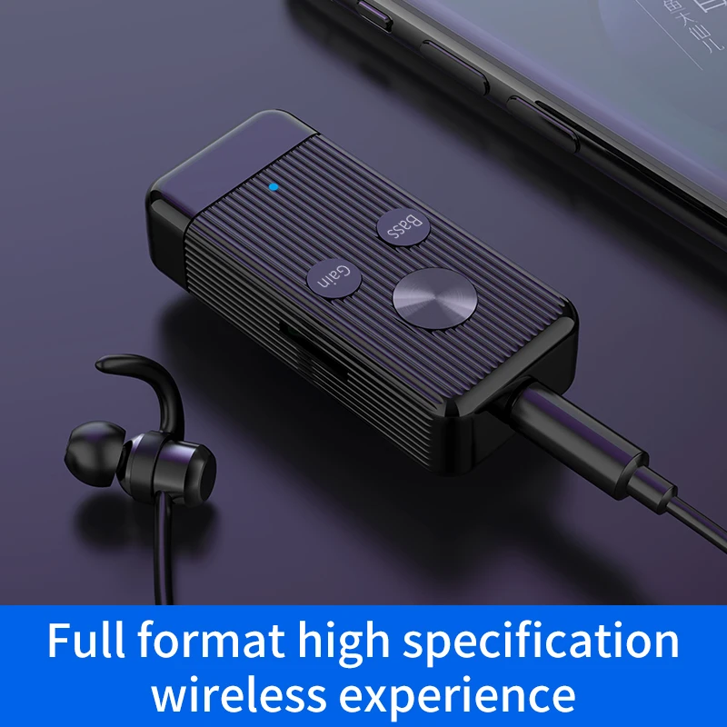 Aux Bluetooth 5.0 Audio Receiver 3.5mm Jack Portable Clip Wireless Bass Hifi Stereo Headphones Adapter Support TF Card Play bluetooth adapter,bluetooth audio receiver,bluetooth transceiver adapter,audio adapter,bluetooth aux adaptor