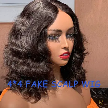 

4*4 Fake Scalp Wig Full Machine Made Human Hair Wig Curly Bob 150% Brazilian Remy Hair For Black Women Pre Plucked JKO
