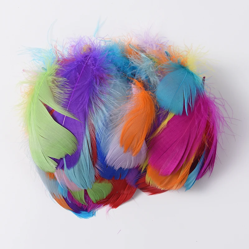 Goose Feathers 100pcs 4-8CM Small Fluffy Goose Feathers Colorful for Party Decoration