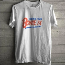 Винтажная Футболка с принтом Дэвида Боуи World Tour Bowie 74, Мужская футболка из хлопка с принтом, трехцветная Футболка sbz8173