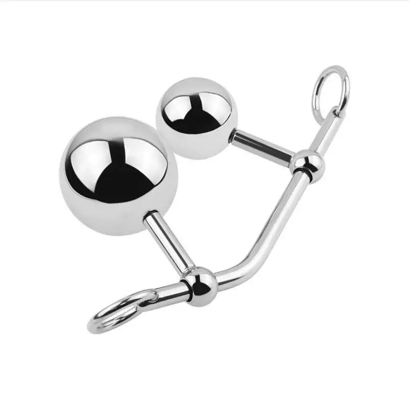 New Female Stainless Steel Anal Vagina Double Ball Plug In Chastity