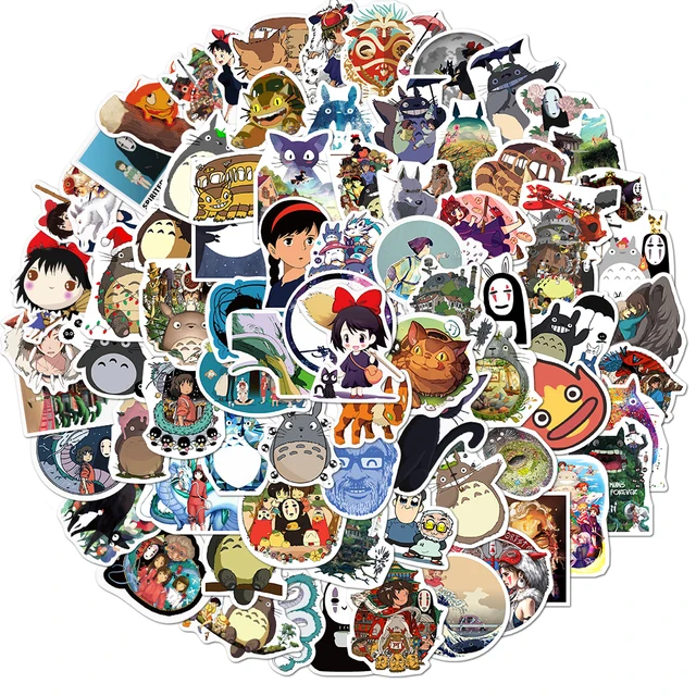 10/50/100Pcs Japanese Anime Stickers Ghibli Hayao Miyazaki Totoro Spirited Away Princess Mononoke KiKi Stationery Sticker 2