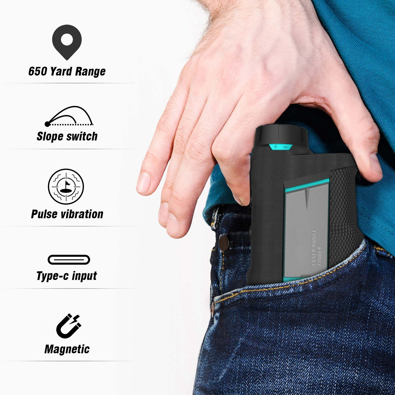 Mileseey PF260 Golf Distance Meter 600M Laser Rangefinder with Slope,Vibration,Magnetic,Rechargeable suitable for Golf Hunting