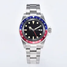 40mm watch GMT automatic luminous hand steel shell movement mechanical watch aluminum bezel brushed bracelet 1015