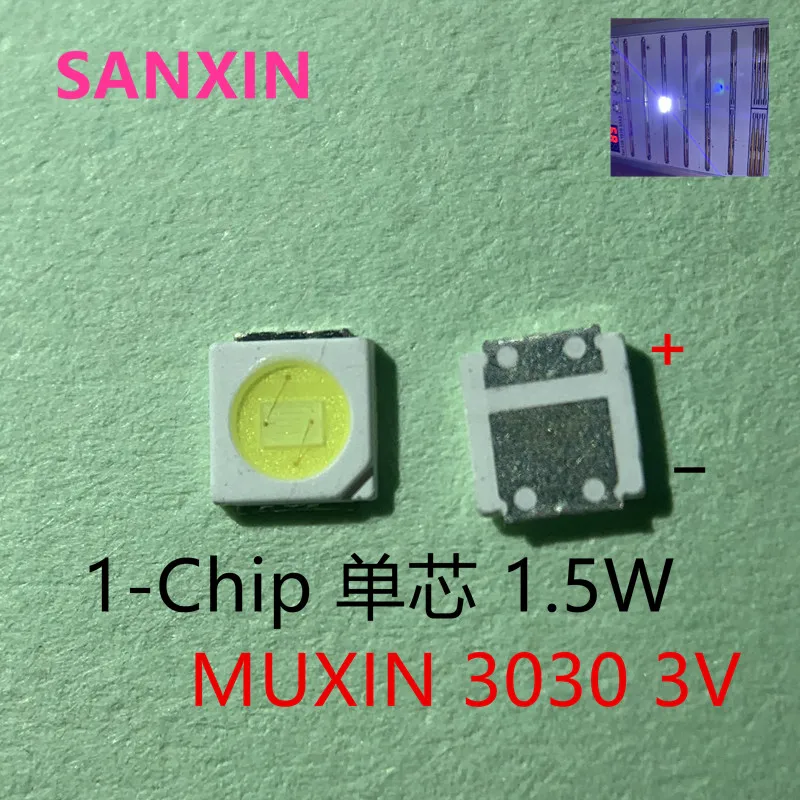 ตัวเลือกสินค้า 100 ชิ้น LED 3030 ชิปคู่ 1W-2W สีขาว สำหรับจอภาพ