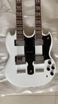 

white double neck guitar; free shipping;
