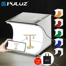 Puluz mini 22.5 led para fotografia, lâmpada de luz inferior sombra + 2 painéis de led 20cm, lightbox, foto e estúdio caixa de tenda,