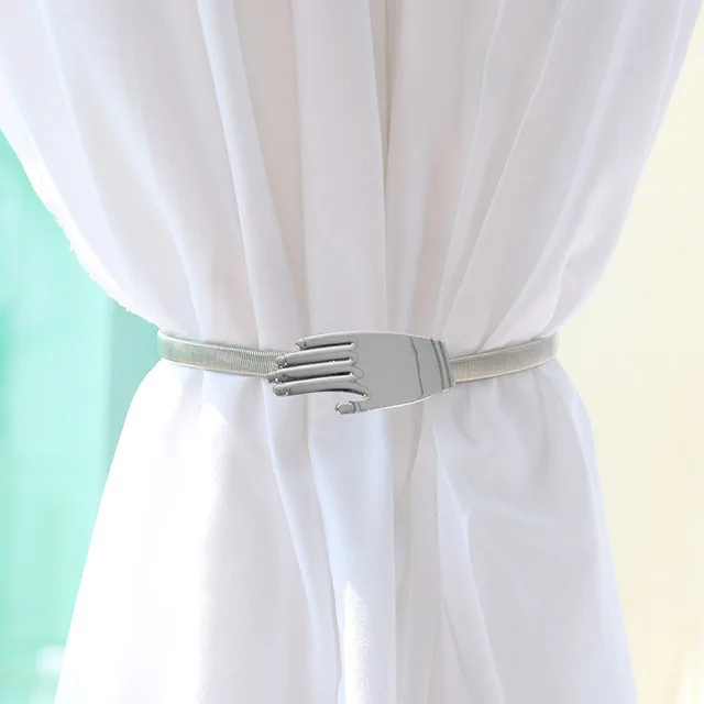 ⚡️Metal Curtain Clip Tieback Buckle Clips Curtain Holders Golden Silver Color Leaves Bow Elk Buckle Tie Back Curtain Accessories Palm silver