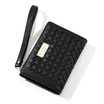 

Women Handheld Woven PU Wallet Clutch Bag Cash Card Case Photo Zipper Coin Purse