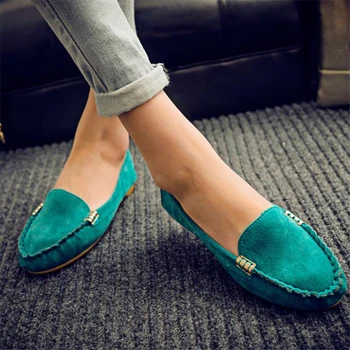Women Casual Flat Shoes Spring Autumn Flat Loafer Women Shoes Slips Soft Round Toe Denim Flats Jeans Shoes Plus Size 4