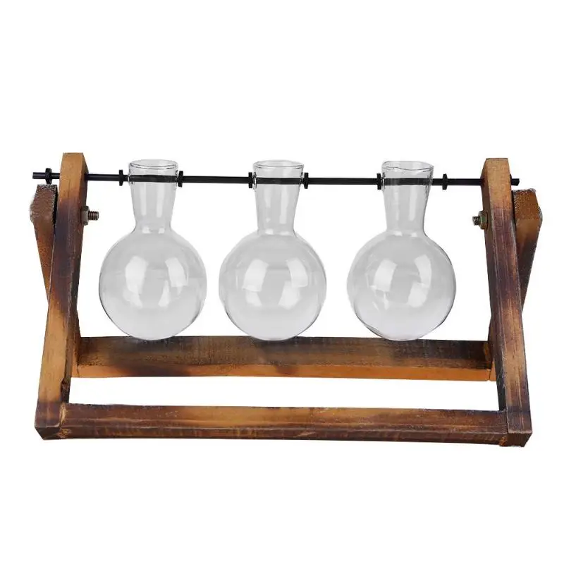 Гидропоника завод Бонсай стеклянная настольная ваза гидропоника завод горшок для дерева бонсай с деревянным поддоном украшения для дома