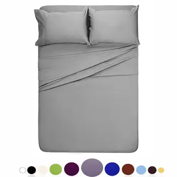 

10UNIKEA Bed Sheet Set Brushed Microfiber Bedding 3 or 4 Piece Flat Sheet Fitted Sheet& Pillowcase Twin Full Queen King Cal Kin