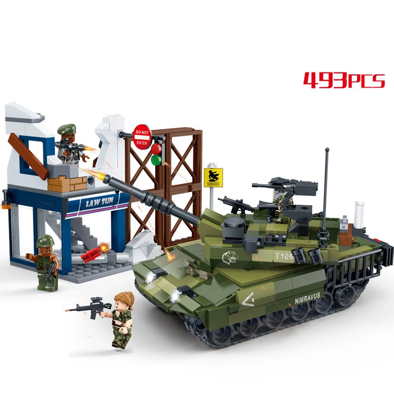 WW2 военные Тигр Охота Бак Defencing войны 493 шт. строительного блока фигурки с оружие