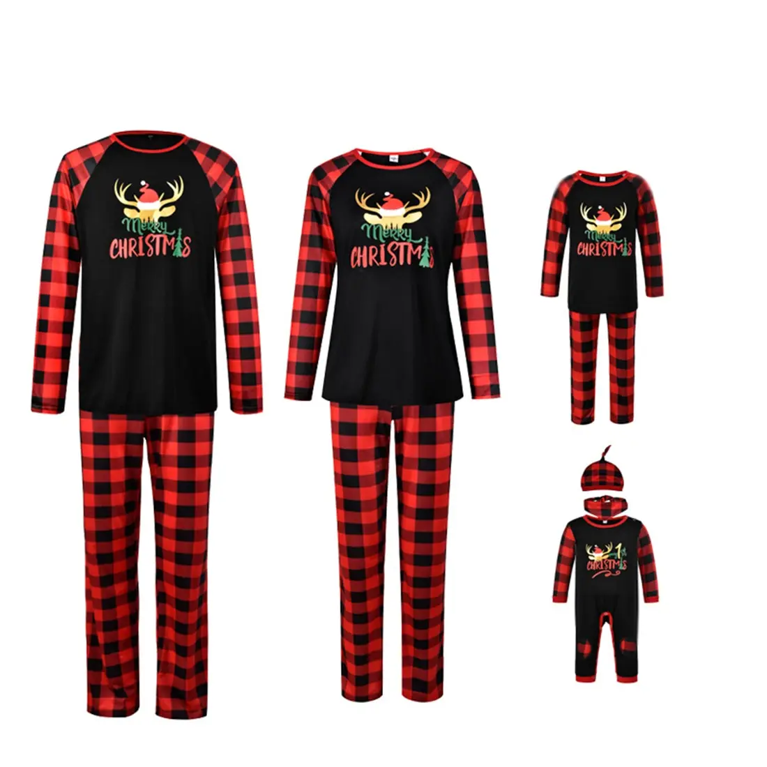 

2020 Christmas Family Matching Pajamas Set Xmas Adult Kids Pyjamas Nightwear Baby Romper Jumpsuit Family Matching Outfits