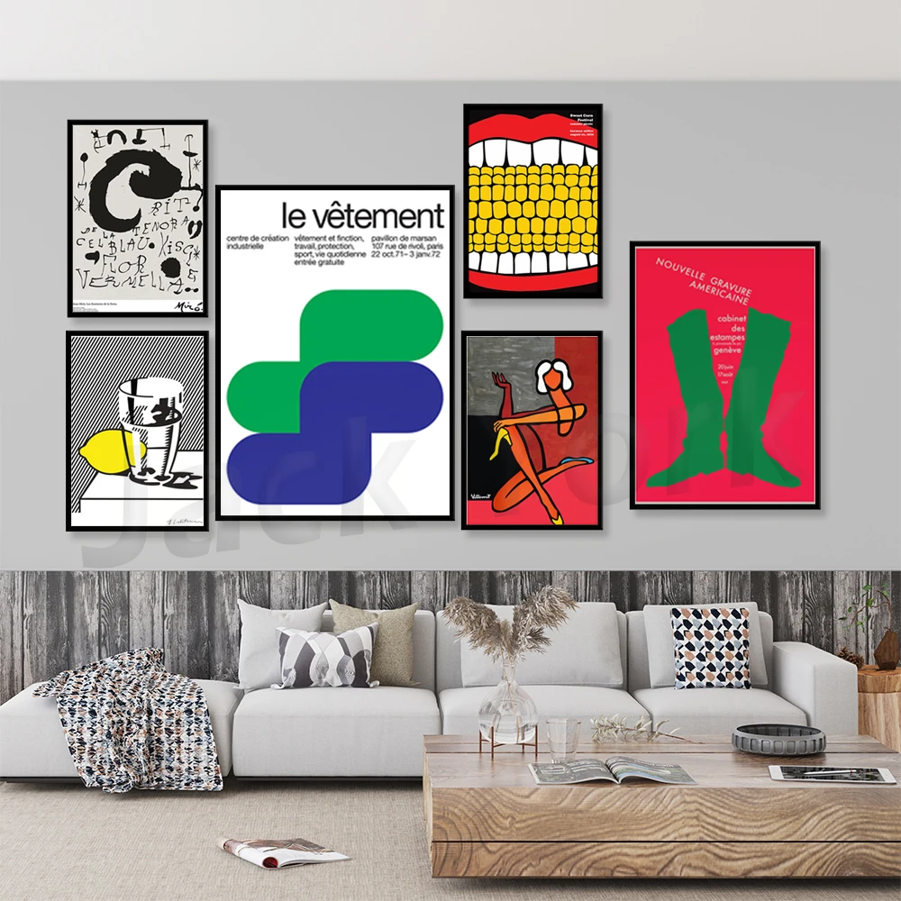 

Le vêtement, Paul Rand, 1971, Bauhaus, French, Living room, Abstract Graphics Art, Typography Poster, Mid Century