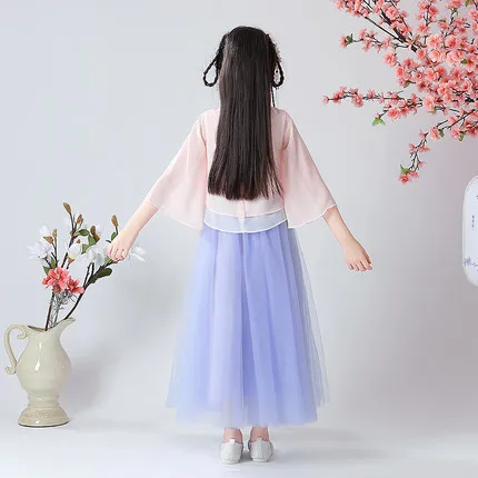 Детское платье в китайском стиле; древний костюм Hanfu для девочек; платья Феи; Дизайнерская одежда с бисером; Рождественский подарок; ZL07