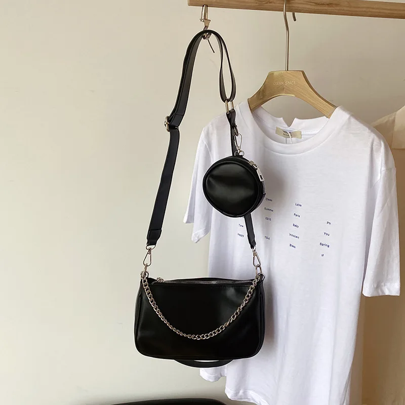 2021 New 2 Pieces Set Messenger Bags Women Retro Crossboy Bags pu Leather Shoulder Bag With Coin Purse And Female Handbag purse