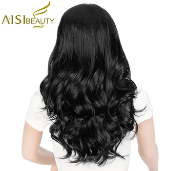 AISI BEAUTY Ombre Long Wavy Wig Synthetic Hair Wigs For Women Cosplay/Party Black Brown Blonde/Grey High Density Heat Resistant 2