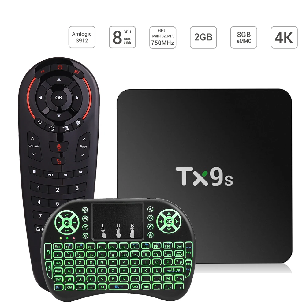 

Tanix TX9S Android TV Box Amlogic S912 2GB 8GB 2.4G&5.0G Dual WIFI BT4.0 4K HD Smart set top TV Box With Remote Control