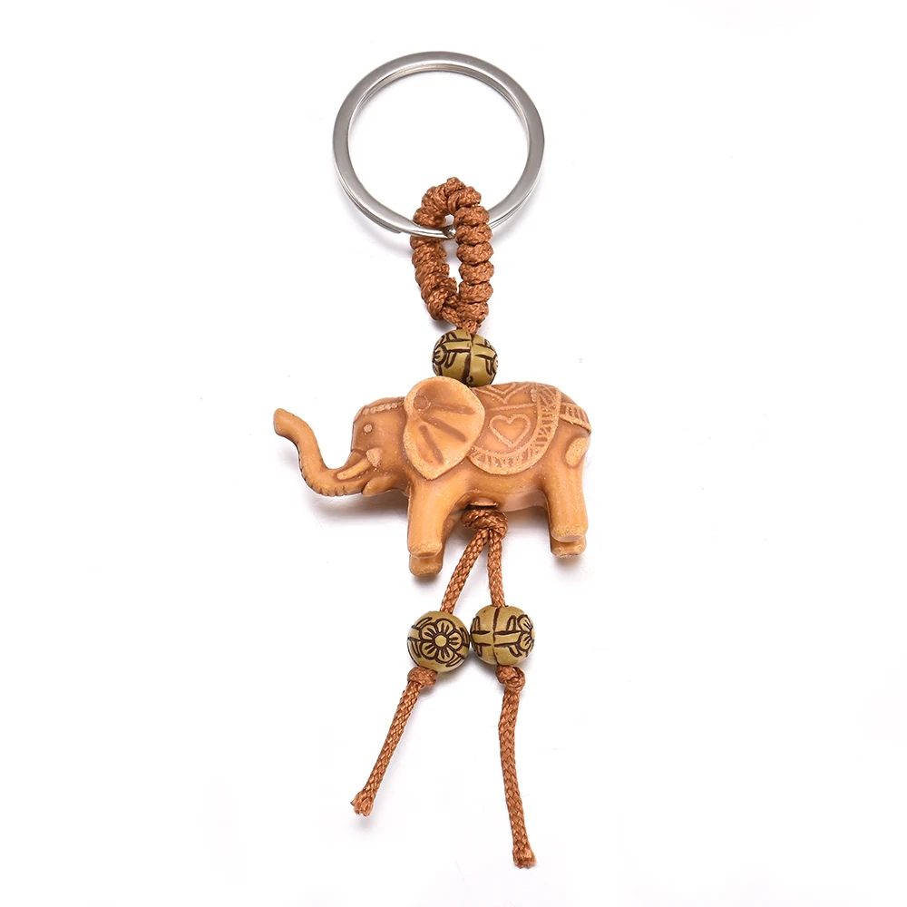 Женский и мужской деревянный брелок с подвеской в виде слона, религиозная цепочка, брелок для ключей, ювелирные изделия,, милый брелок