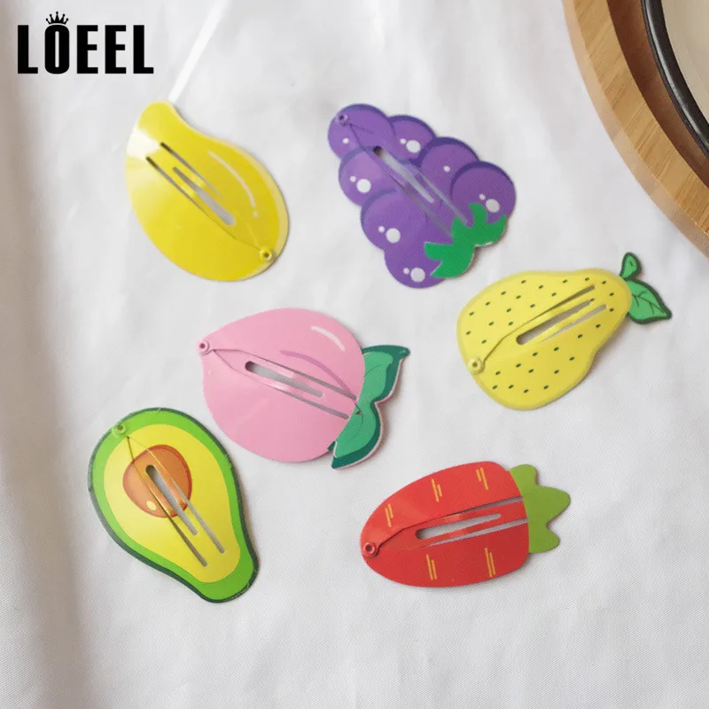 New Kids Hair Accessories 2-6Pcs/Set Painted Printing Fruit Hair Clips Headwear Set Cute Avocado Hairpins Headdress For Girls