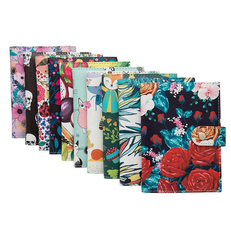 Fashion Retro Floral Cartoon Animal Passport Cover PU Leather Travel Waterproof Passport Holder ID Passport Wallet Organizer Bag