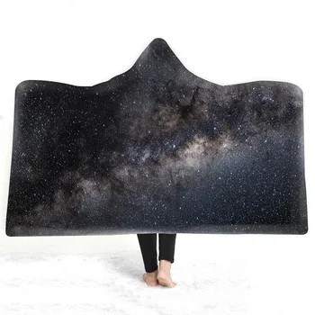 

Aurora Printed Hooded Blanket Outdoor Travel Camping Aircraft Cold-proof Blanket Sofa Bed Cloak Cover Blanket
